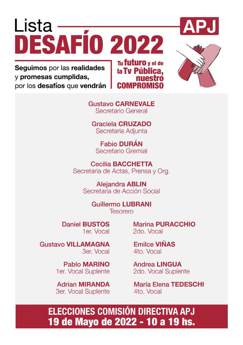 apj_oficial's tweet photo. #19deMayo Con tu participación ganamos todos y todas.
Por una @TV_Publica plural y federal. Asociación Gremial con Igualdad de Género. Nuevos desafíos. https://t.co/EtSIDGpVXW
