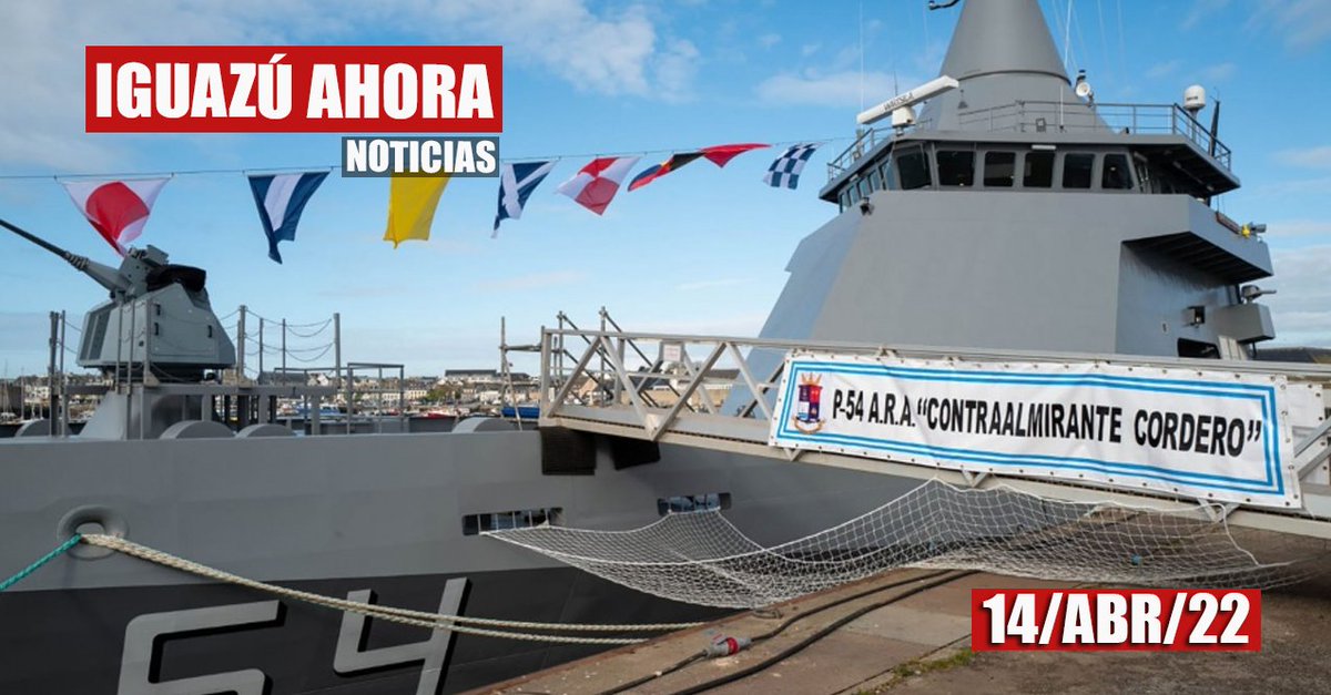 Iguazu_Ahora's tweet photo. #Argentina #ArmadaArgentina #PatrulleroOceánico #AraCordero 

ENTREGARON AL PAÍS AL "ARA CORDERO" EL CUARTO PATRULLERO OCEÁNICO QUE SE INCORPORARÁ A LA ARMADA ARGENTINA 

Nota:https://t.co/PIDb7SuzSd https://t.co/B1RFqzxKdK