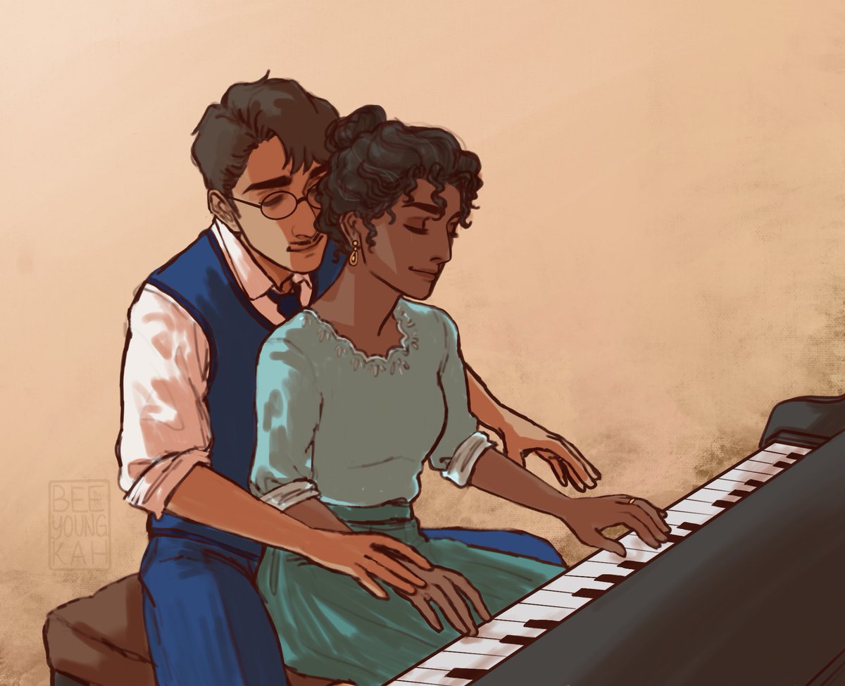 beeyangeee's tweet photo. i like to think agustín takes her to the piano sometimes and he starts out by teaching her but they just end up flirting 😳🥰 https://t.co/d7sAEI23GJ
