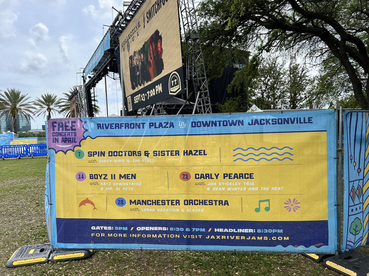 jakegordon's tweet photo. Tonight! Free! Live music on the river in #Downtown #Jacksonville #Florida, starting at 5pm! #JaxRiverJams presented by @OfficialVyStar!!! @BoyzIIMen gonna rock #DTJax!!! #embracetheriver https://t.co/5ZV8K8wMTK