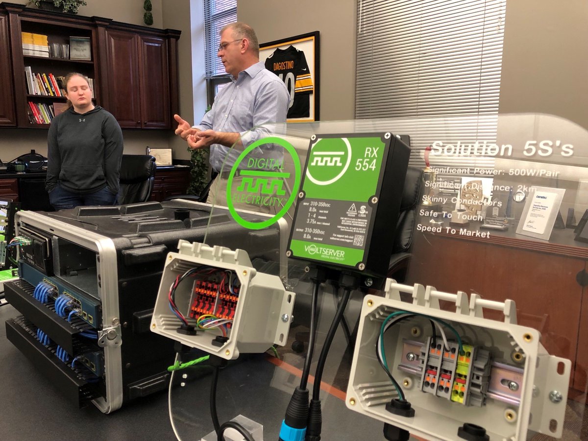 DES_Electronic's tweet image. This is Digital Electricity. It&apos;s a power transmission technology by our newest partner @VoltServer that allows you to move 2,000W of power, over a mile, using low-voltage cable. Protect an entire building with a single UPS! Learn more at descomm.com/power