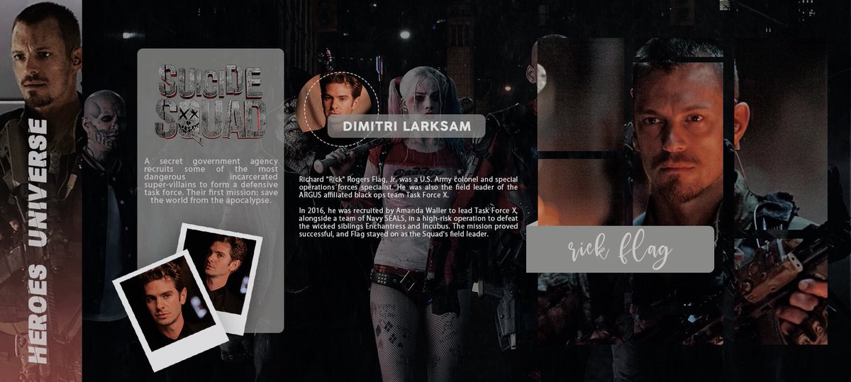 ᅠᅠ
ᅠᅠ
                  ━━⇢ Dimitri LARKSAM
                  as RICK FLAG ◞
ᅠᅠ
ᅠᅠ