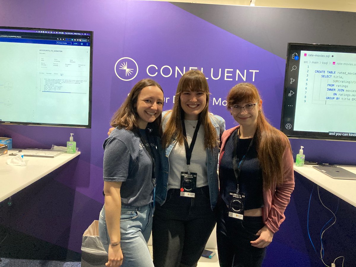 daveklein's tweet image. These tech dignitaries came by to visit with @TheDanicaFine &amp;amp; @LeahThomas144 at the @confluentinc booth! Thank you @OlenaKutsenko, @gracejansen27, &amp;amp; @SammyHep!

#devnexus2022