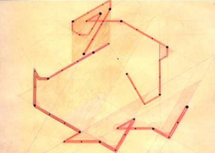 biourbanism's tweet photo. Musical and architectural composition: this drawing by Sergio Los translates the theme of a Russian song: the directions of the various lines correspond to the notes, the duration of which is represented by the length of the segments. Angles, rather than lenghts, represent notes. https://t.co/IS8JhDNC5y