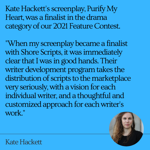 Our work with winners and finalists - like <a href="/kate_hackett/">Kate Hackett, ACE</a> - of our Feature &amp; TV Contest begins when the final deadline closes!

Enter our 2022 Contest before the May 31st Early Deadline:

Features: shorescripts.com/feature
TV: shorescripts.com/tv

#screenwriting #screenwriters