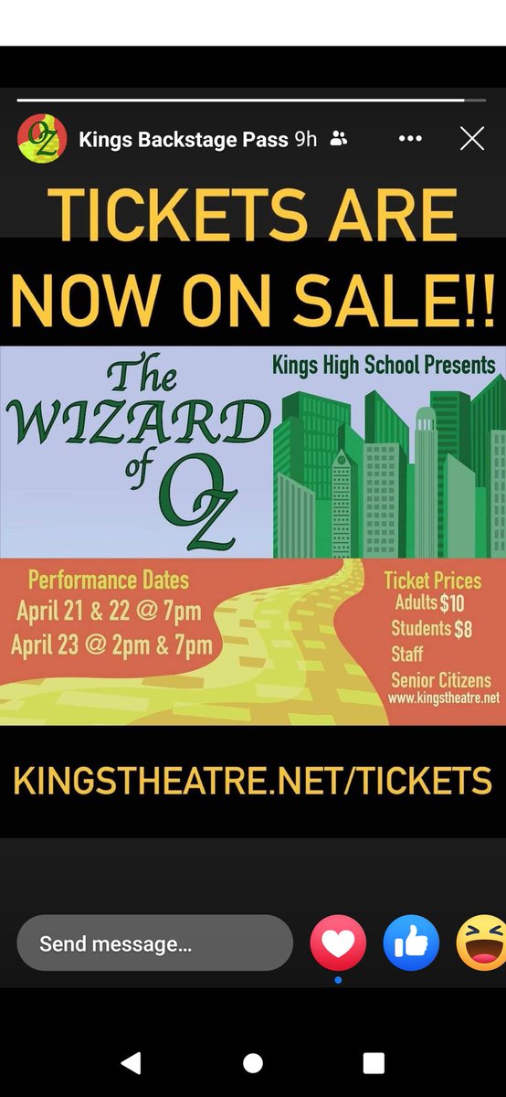 Don't be left back in Kansas. Buy tix soon so you can travel w/ us over the rainbow!🌪️🌈👠 <a href="/kings_theatre/">Kings Theatre</a>