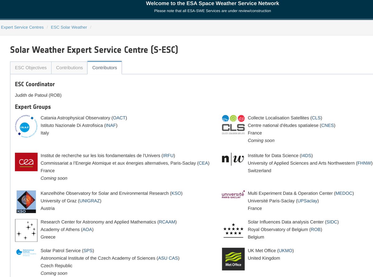 Judith de Patoul (@judithdepatoul) on Twitter photo It is now official: The Solar Weather ESC team @ESAspaceWeather network is growing!👏
👉 It includes <a href="/InafOact/">INAF-OACT</a> <a href="/UniGraz/">Uni Graz/University of Graz</a> @UOAofficial @FHNW_i4ds <a href="/ORB_KSB/">Observatory.be</a> <a href="/MetOfficeSpace/">Met Office Space</a>
And 4 new Expert Groups: <a href="/UnivParisSaclay/">Université Paris-Saclay</a> <a href="/CLS_Group/">CLS Group</a> @CEA_officiel ASUCAS/SPS.
➡️swe.ssa.esa.int/solar-weather It is now official: The Solar Weather ESC team @ESAspaceWeather network is growing!👏
👉 It includes <a href="/InafOact/">INAF-OACT</a> <a href="/UniGraz/">Uni Graz/University of Graz</a> @UOAofficial @FHNW_i4ds <a href="/ORB_KSB/">Observatory.be</a> <a href="/MetOfficeSpace/">Met Office Space</a>
And 4 new Expert Groups: <a href="/UnivParisSaclay/">Université Paris-Saclay</a> <a href="/CLS_Group/">CLS Group</a> @CEA_officiel ASUCAS/SPS.
➡️swe.ssa.esa.int/solar-weather