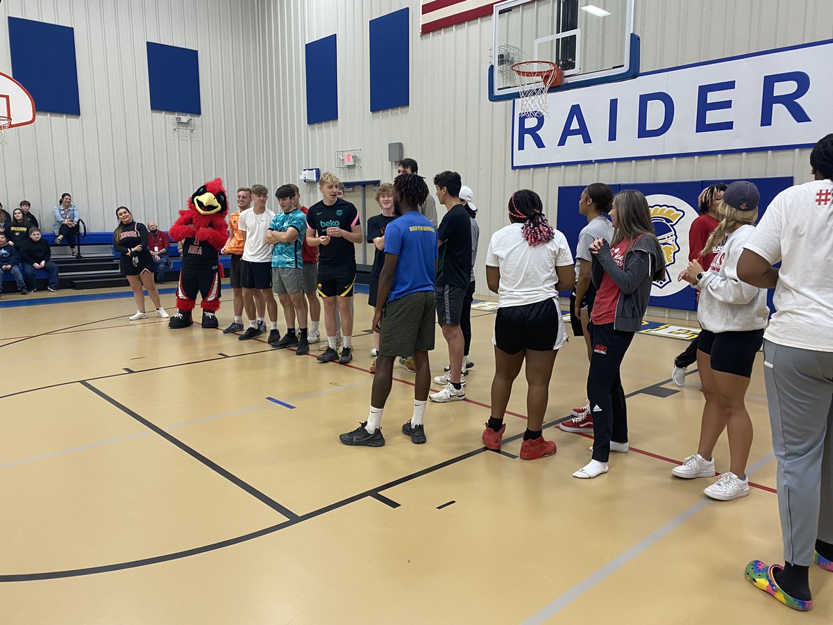 cardswomenbball's tweet photo. MAC Athletes Tour the county today on their day off, and end at NCIS for their MAP Assembly!  You missed out, Natalie Sago reffed both a basketball game and soccer match between WBB, Mens Soccer, and a very tall Keenan!  I’m sure they are ready for testing now! https://t.co/hkBNXlgWsx