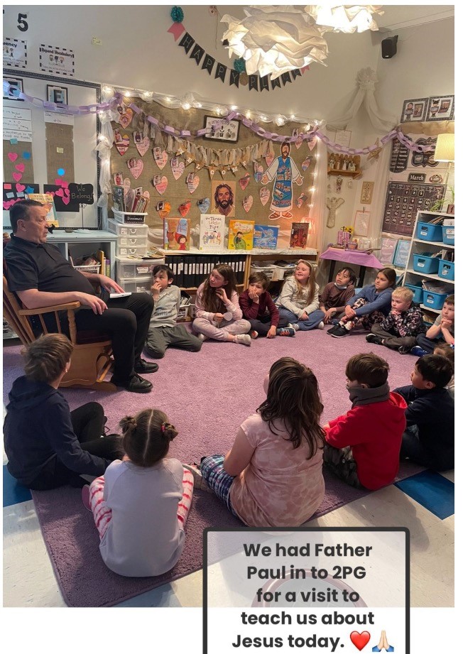 So blessed to have Father Paul come and be an active part of our St. Marguerite family. #ecssdHOPE #EvergreenCSSD #Gr2Rocks