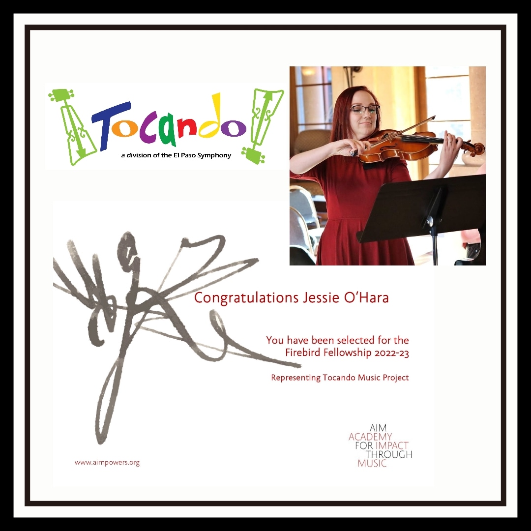Tocando is excited to share that Ms. O has been selected to participate in the Firebird Fellowship with AIM Academy for Impact through Music! We are thrilled to see what ideas and energy she'll bring to Tocando and our community through her experience. Congratulations!