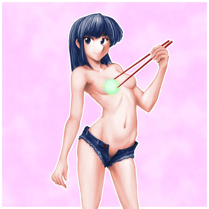 ポーズれんしう。最初、海外のグラビアっぽいせくちーなのイメージしてたのですが…トップ隠すのどうしたものかなー…と、唐突に菜箸を描き加え(イミフ)流石に細くて心許ないので、ウィザードリィのウィル・オ・ウィスプを摘まんでもらいました。もうワケわかんないですょ…orz 
