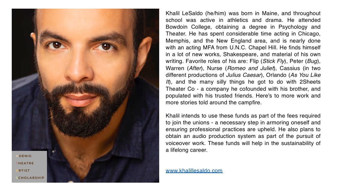 Hoenig Theatre Artist Scholar: Khalil LeSaldo! 
cc:<a href="/UNC/">The University of North Carolina at Chapel Hill</a> UNC Chapel Hill Theatre 🎭