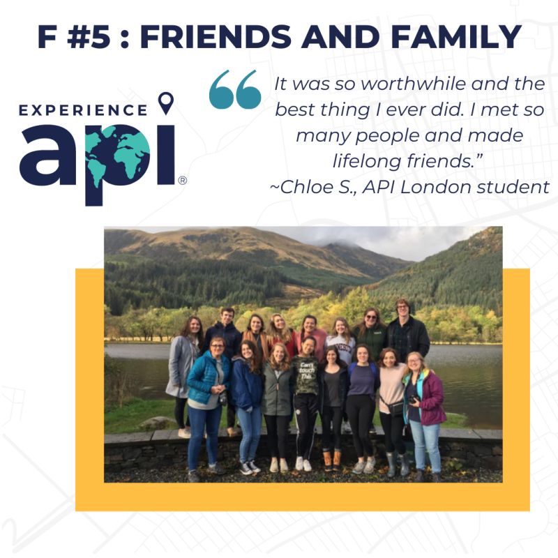 APIabroad's tweet photo. This is our final installment in our series: F #5, Friends and Family. 

This is our final installment in our series discussing the top five concerns about studying abroad: Finances, Falling Behind, Fit, Fear, and Friends and Family. 

Read more! https://t.co/J336kaoQOF
#ispyapi https://t.co/gL5dYQfIJ1