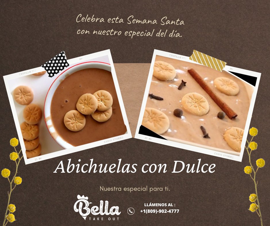Bellatakeout's tweet photo. Celebra esta semana Santa con nuestro especial del dia: Habichuelas con Dulce! 

Llámenos al : +1(809)-902-4777
Avenida Alma Mater #105, Zona Universitaria, RD. https://t.co/Ktrc9HaRFV