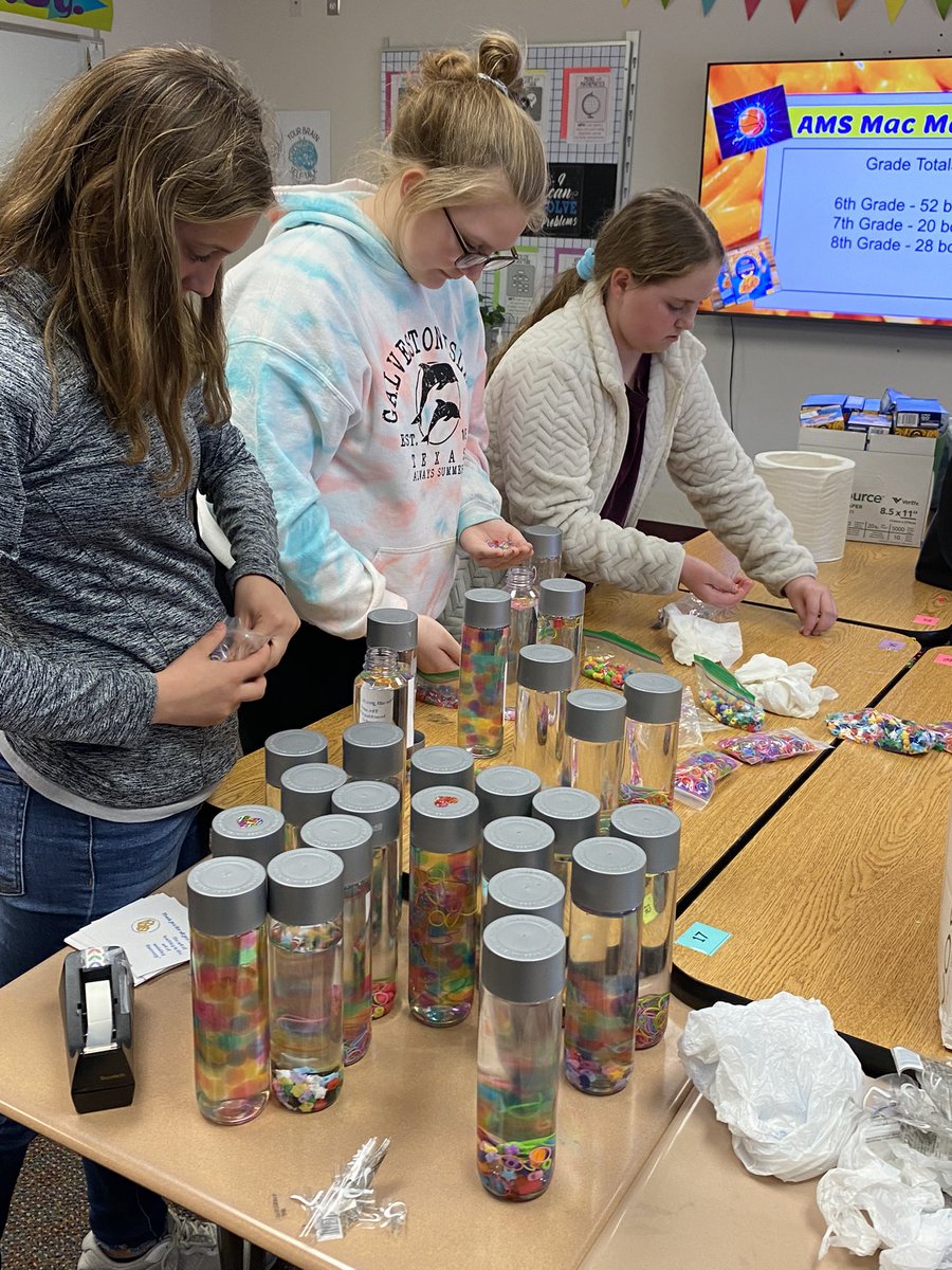 saffield's tweet photo. We are a little early for #teacher appreciation day but, AMS KAYs created & delivered sensory/discovery bottles to thank AMS teachers this afternoon! #amsaffield #WeAre409 #ServiceOverSelf #AMSKAYClub #WorkMadeFunGetsDone @AtchisonMS409 @Kansas_KAY https://t.co/MUtToeS2Bq