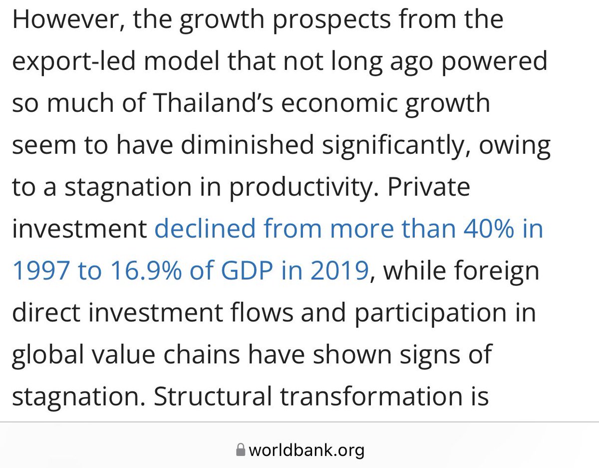 yuijbj's tweet photo. @notadrifter27 GDP ตามกราฟส้ม averageแย่ลงกว่าสมัยก่อน  

คุณดูสูตร GDP นะ   C ลดแน่ๆเพราะคนจนเยอะขึ้นว่างงานเยอะขึ้น, I ลดลงทั้งนักลงทุนไทยและต่า���ชาติ(ข้อมูลเวิร์ลด์แบงก์),  G กำลังเร่ง spend หนักมากเพื่อเอา GDP ขึ้น (แต่หนี้สาธารณะสูงนรกไปด้วย) ,E ลดค่ะ, I ลองไปดูข่าวเอาค่ะ https://t.co/mbnrtVRekd