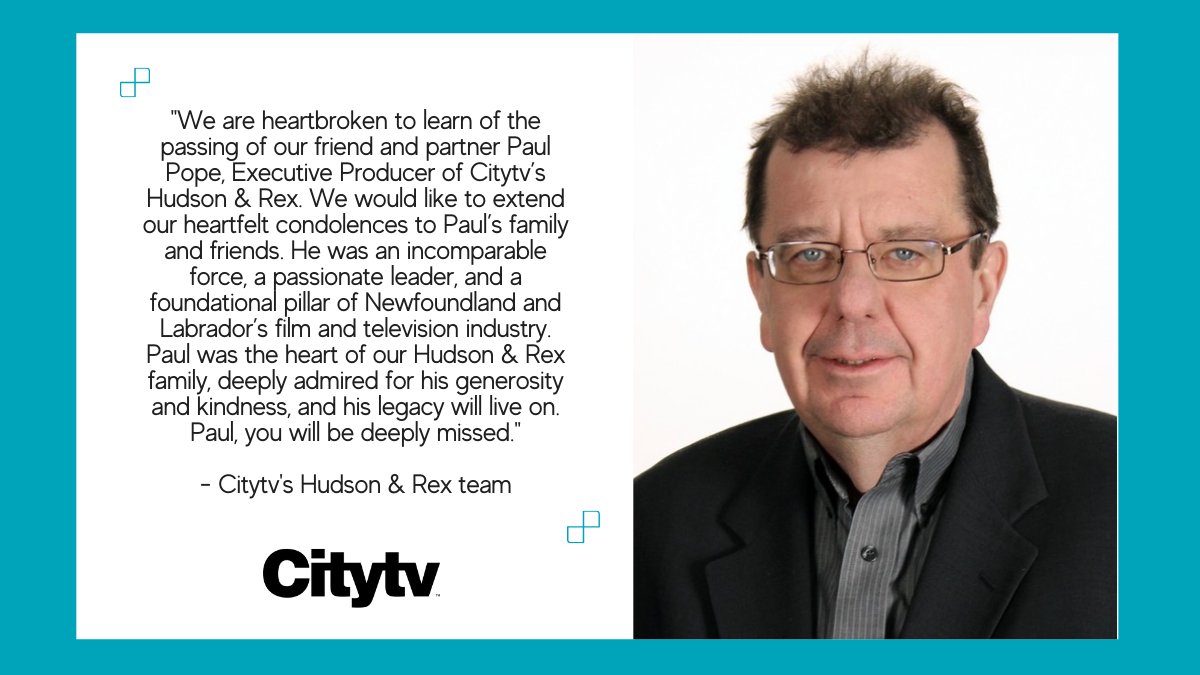 RogersMediaPR's tweet photo. Statement from @City_tv's @HudsonAndRex team on the tragic passing of Executive Producer, Paul Pope: https://t.co/gbg9EtfSNE