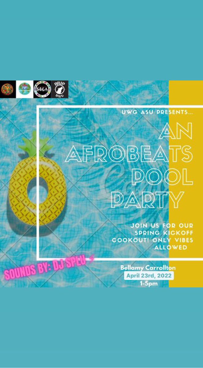 uwgsoca's tweet photo. 🚨NEW DATE ALERT! 🚨 Due to the weather on Saturday, the pool party has been moved to April 23rd, 1-5pm. Spread the word! Contact us or any of the tagged organizations for any questions/concerns! https://t.co/MQYcy1TGoc