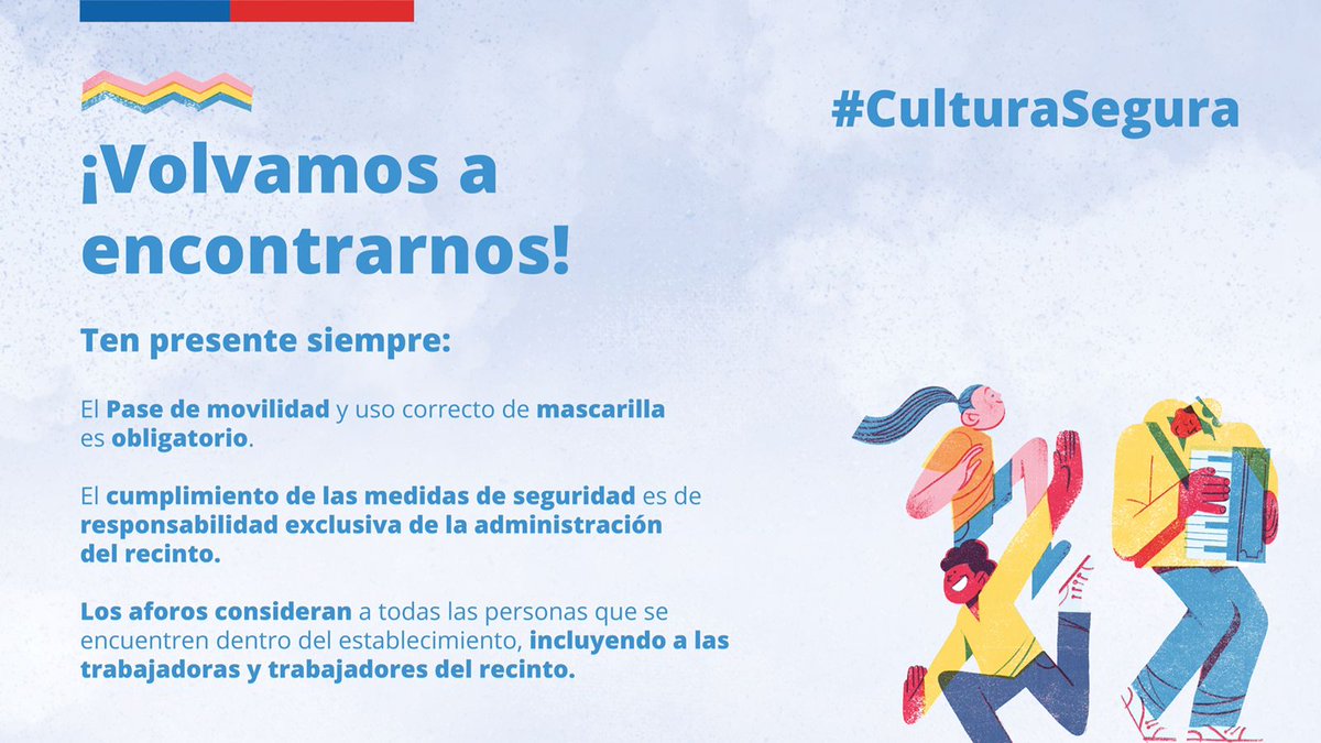 jubrodsky's tweet photo. 🎉 !Esta tarde es un gran momento para celebrar!

En las zonas que están en Fase Verde, hoy por primera vez en dos años, las salas y espacios culturales del país pueden abrir sin restricciones en sus aforos.

Volvamos a encontrarnos y disfrutar de una #CulturaSegura 👏 https://t.co/PoC1F9Zti7