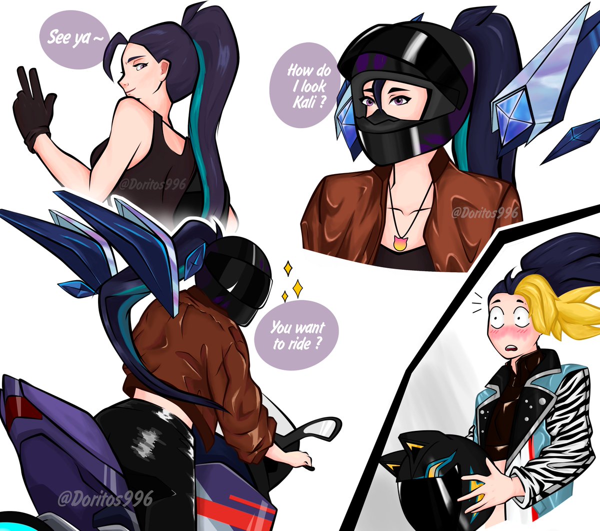 LauTilki's tweet image. Does anyone want to take a ride? 🏍️💙
#kaisa #Akali #KDA #kaikali