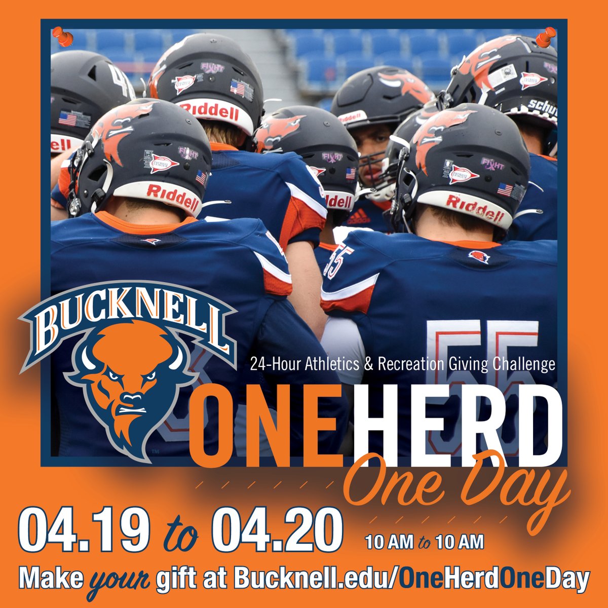 Bucknell_FB's tweet photo. It’s #OneHerdOneDay! 🙌

For the next 24 hours, you can make a gift in support of Bucknell Football! 

Give now: https://t.co/IiMPeOscfW https://t.co/6z8LuOWp2y
