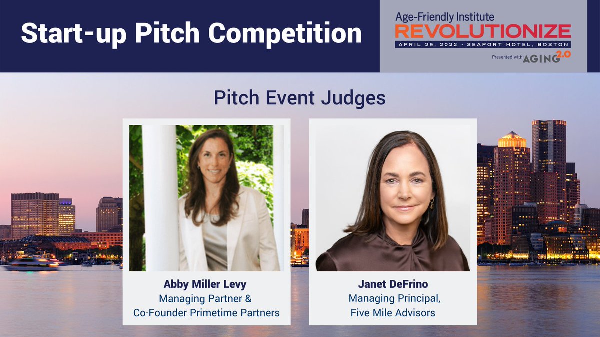 We are excited to welcome Janet DeFrino and Abby Miller Levy as our StartUp Pitch Event Judges. Both bring a wealth of experience in the start-up industry. 

The StartUp Pitch Event is open to all! Join us Thurs., Apr 28, 6 PM at the @seaportboston bit.ly/3KMkiYZ