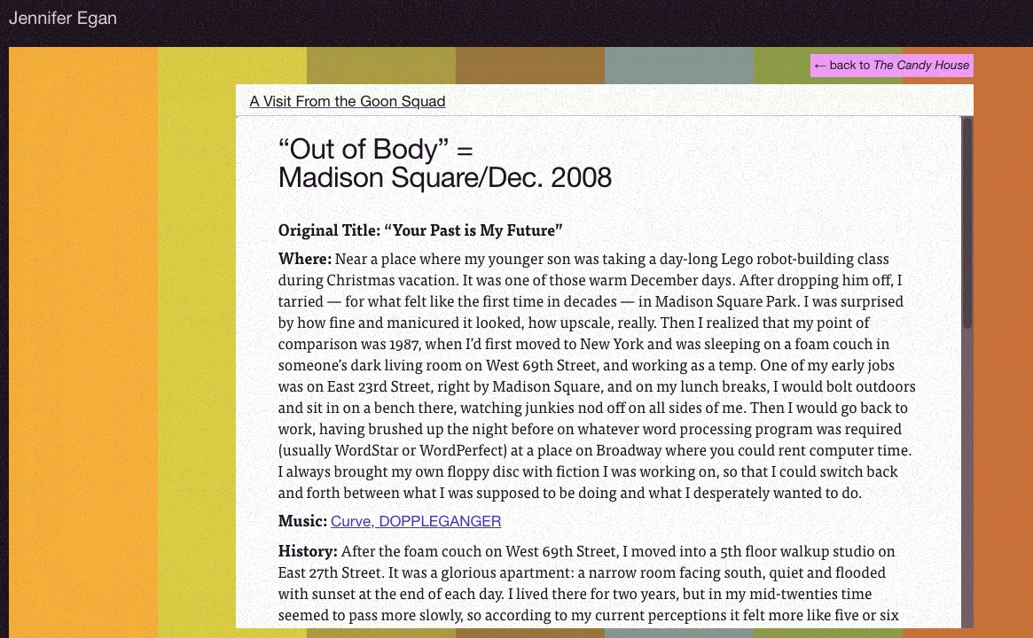 🍬🐣🍬 Easter eggs, early drafts, handwritten notes, and more—explore <a href="/Egangoonsquad/">Jennifer Egan</a>'s 🍭 jenniferegan.com 🍭 for #TheCandyHouse breadcrumbs that will lead you to new pieces to explore! Made by geniuses <a href="/spencer_d_h/">Spencer Hansen</a> and <a href="/NoahScalin/">Noah Scalin is on Substack & Patreon</a> <a href="/simple_thread/">Simple Thread</a> 🍬🐣🍬