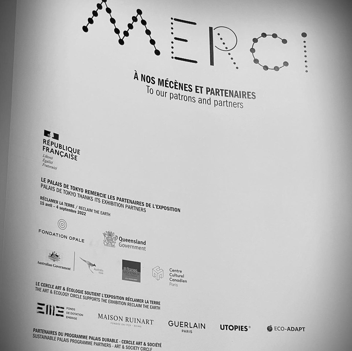 ElisabethLavill's tweet photo. #Bonnenouvelle #covidS06 : #fiere ce soir, à l’occasion du #vernissage de l’exposition #reclamerlaterre, d’annoncer le partenariat entre @Utopies_Paris et le @PalaisdeTokyo 🤝🍀
#palaisdurable #climateactionnow
#artforchange #artetecologie #brainprint #pointdebascule https://t.co/wX2FvnAjhw