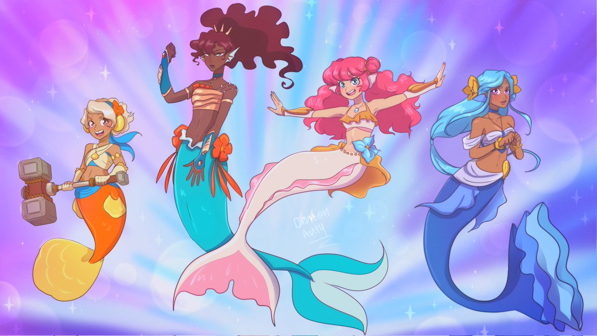 ArtyDemon's tweet photo. #redesign 
I made a high guardian spice redraw/redesign 
Edit more color and details for their mermaid forms. And change their  hairstyles! 
What do you think? https://t.co/QQbXf4VUfv