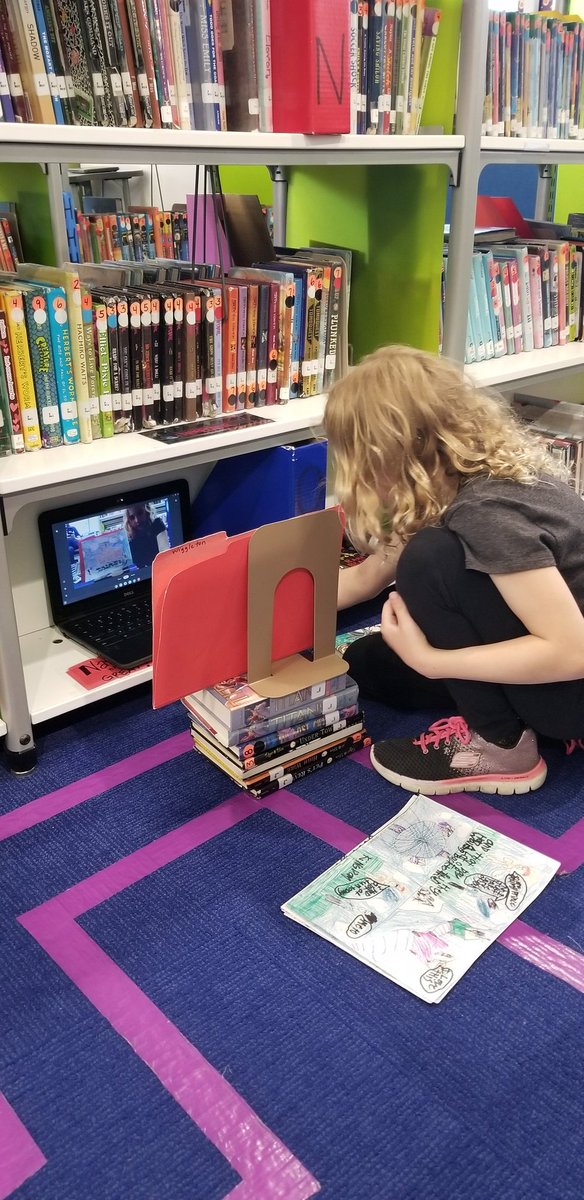 RISMediacenter's tweet photo. Where there is a need and a will, there is always a way no matter the tools you have to use to get the job done! After School Secret Scribbers Writing Club! Inputting pictures  to upload into @storyjumper to publish a REAL book! @RISgreatness #robinsonisd @robinsonisd https://t.co/UibMy9mrbP