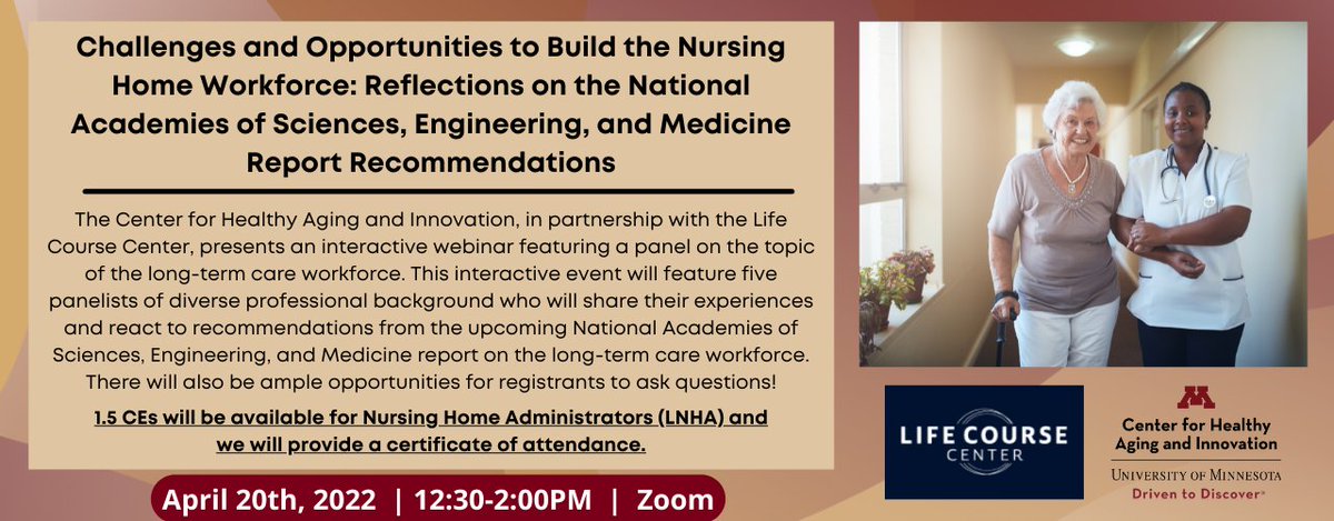 UMNCHAI's tweet photo. Reminder to register for this interactive event moderated by @TetShippee and @Aging_scholar! To learn more about our panelists and register, visit: https://t.co/Yt04dpL36l @PublicHealthUMN @umnlifecourse https://t.co/q7yfAqebI1