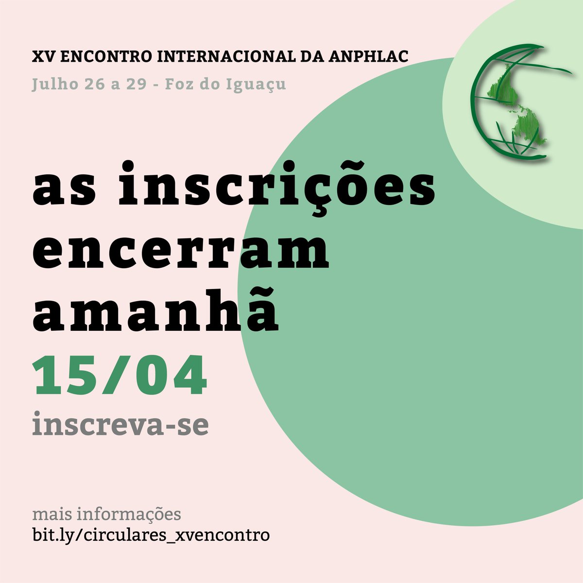Inscrições com apresentação de trabalho até 15 de abril de 2022.

Inscrições sem apresentação de trabalho, com certificado e direito a um minicurso a partir do dia 15 de maio de 2022.

bit.ly/circulares_xve…

#Historia #HistóriadasAméricas #Professores