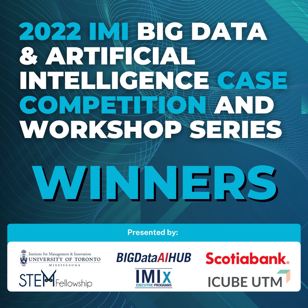 Institute for Management & Innovation (IMI) 🇨🇦 (@imiuoft) on Twitter photo ICYMI: our annual #BigData and #AI Case Competition gets bigger & better every year!
For 2022, we proudly awarded $25,000 in prizes - learn more about the winning teams and the numerous workshops + events here: utm.utoronto.ca/imi/news/2022-…
#UofT #ArtificialIntelligence
<a href="/KevinYousie/">Kevin Yousie</a> ICYMI: our annual #BigData and #AI Case Competition gets bigger & better every year!
For 2022, we proudly awarded $25,000 in prizes - learn more about the winning teams and the numerous workshops + events here: utm.utoronto.ca/imi/news/2022-…
#UofT #ArtificialIntelligence
<a href="/KevinYousie/">Kevin Yousie</a>