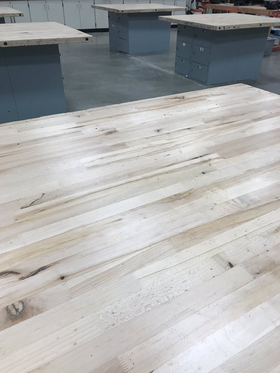 Freshly refinished student tables in the WMS shop thanks to our awesome CTE students! <a href="/HumbleISD_WMS/">Woodcreek Middle</a> <a href="/HumbleISD_CTE/">Humble ISD CTE</a>