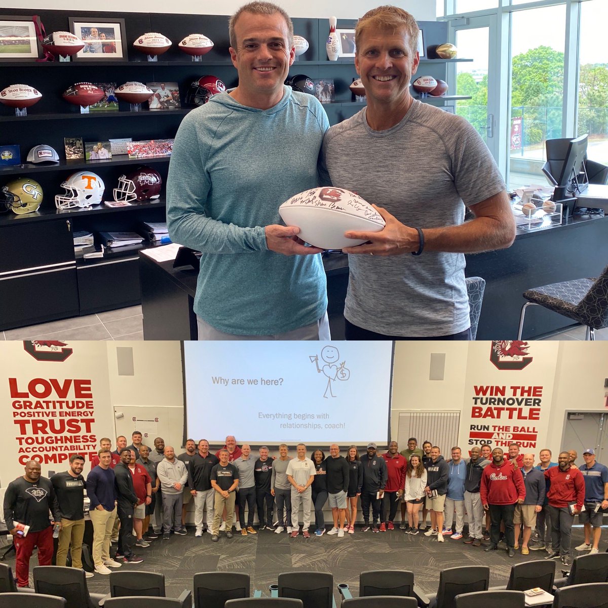 Had a blast with @CoachSBeamer & @GamecockFB staff this week! So appreciate this guy and all he stands for! Great things ahead for SC football! #AllaboutTheWhy