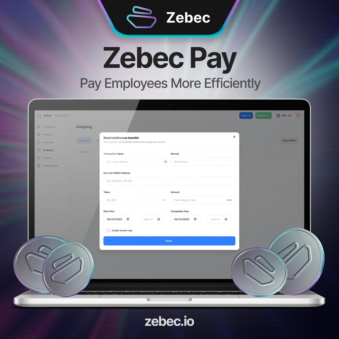 📝 Manage a business payroll more effectively than before with instant crypto  payments and detailed address books. 🤝 Find out what Zebec can do for you  → https://t.co/Vik6CmoeZf #ZebecPay #StreamingPayments