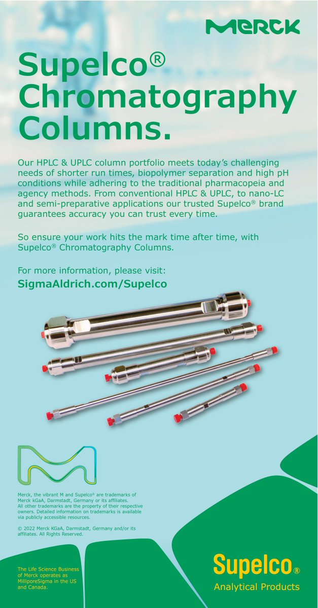 Learneranduser's tweet photo. Supelco LC columns provide outstanding dependability with high efficiency and peak symmetry. They are manufactured to exacting specifications that ensure exceptional consistency and longevity.
Visit our website: https://t.co/sspI7xSCbC to learn... #TeamMerck https://t.co/l74obFbpBv