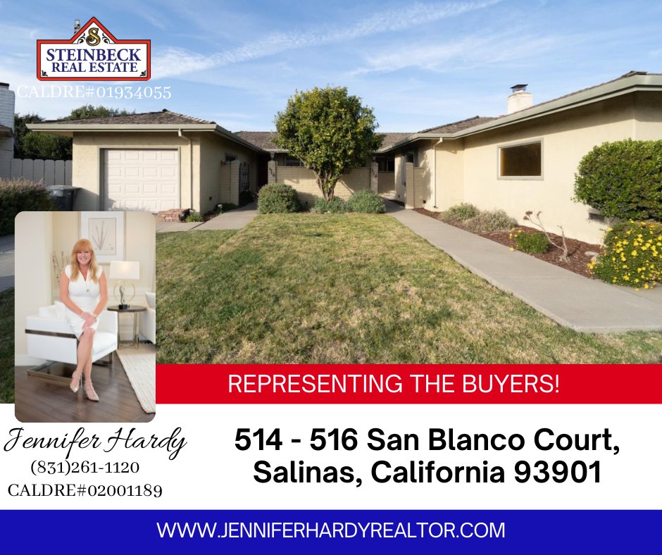 SteinbeckRE's tweet photo. Just SOLD! Congratulations to @jenparkerhardy , Realtor for closing 514 - 516 San Blanco Court in Salinas representing the Buyers! 

"An optimist is the human personification of spring." – Susan J. Bissonette 🎋🌷🌹🌺🌸🌼🌻💐

#springclosings #aprilclosings #homeforeaster🐰 https://t.co/9ZazXxRZPO