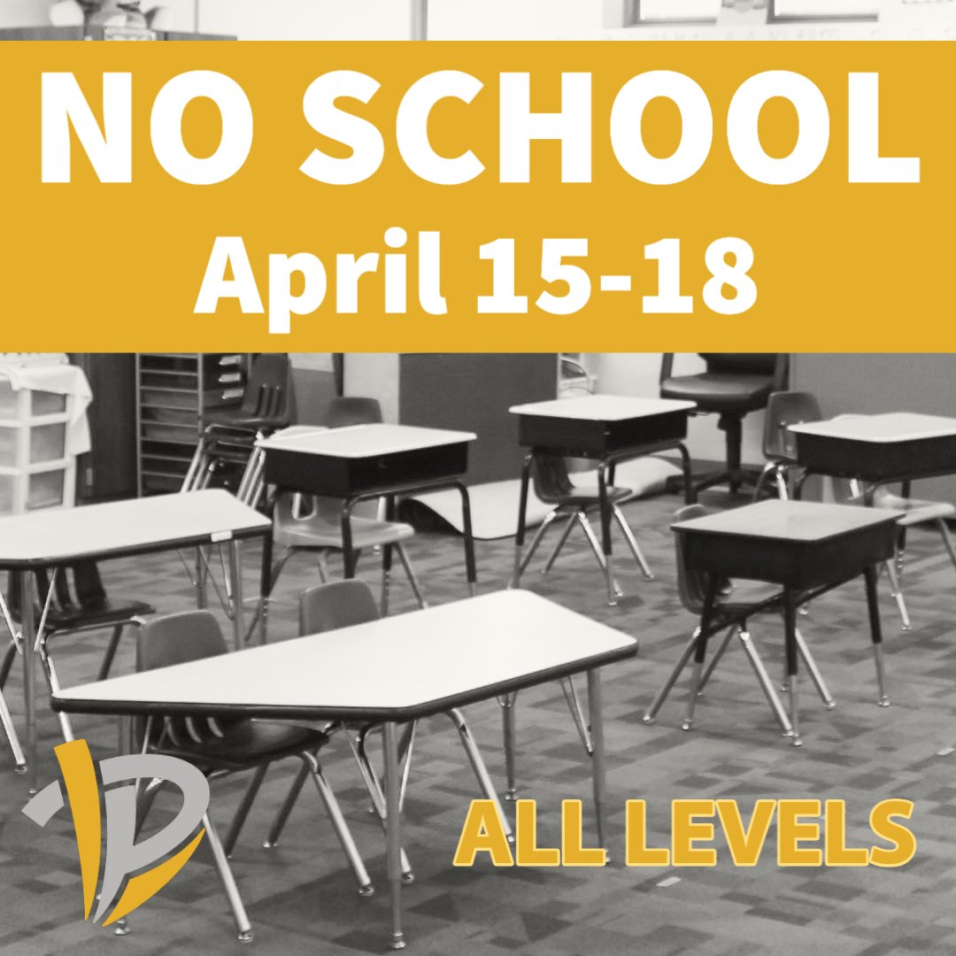 Reminder: There is no school this Friday the 15th AND Monday the 18th. Monday is a staff development day for all levels. Enjoy the extra long weekend!