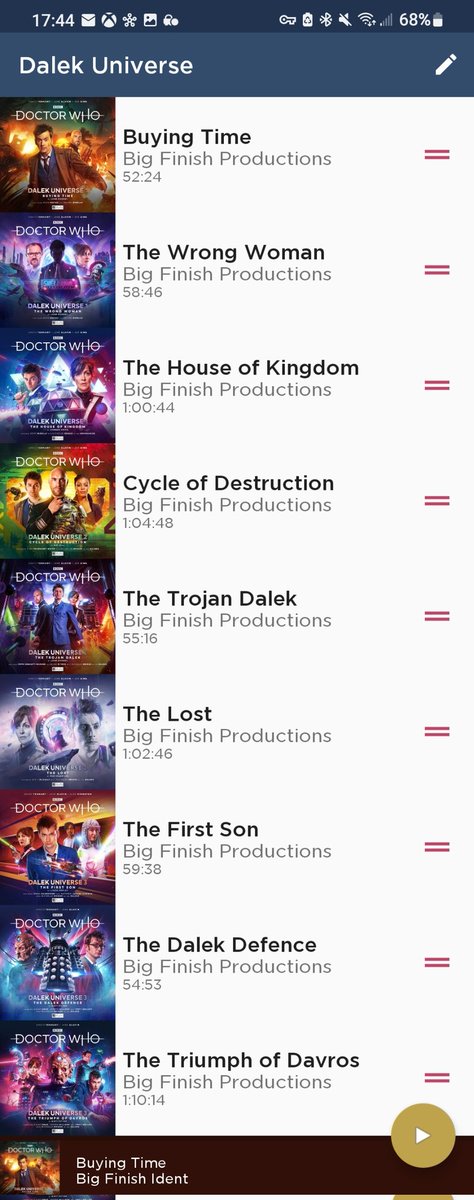 TheMetalWhovian's tweet photo. The urge to relisten to #DalekUniverse did not waver. Now to start relistening to my favorite season/series in all of #DoctorWho. Anyone else listening to? #BigFinish #10thDoctor #AnyaKingdom #MarkSeven https://t.co/bsTC1Okniq