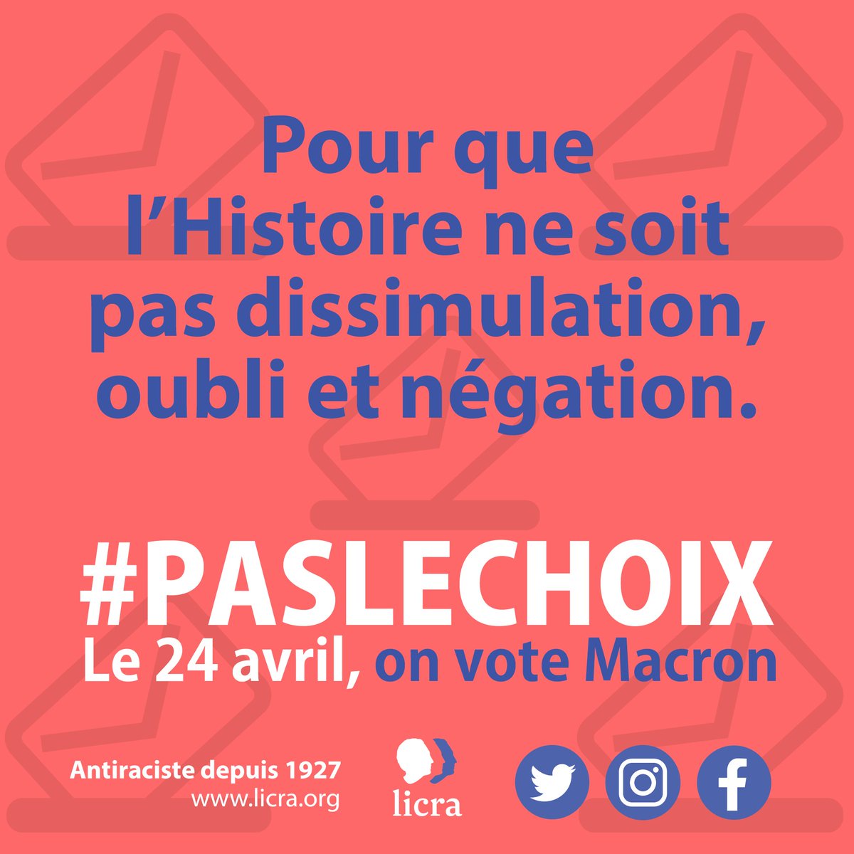 🗳️🇫🇷 Pour que l’Histoire ne soit pas dissimulation, oubli et négation. #PASLECHOIX, le #24Avril2022, on vote Macron. #presidentielles2022 #JeVote