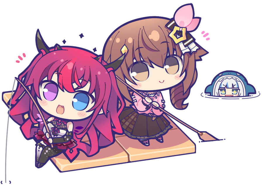 がうるぐら ,IRyS ,ときのそら 「透過そらちゃん・アイリスちゃん(+ぐらちゃん)
#soraArt #IRySar」|星クズの夜＠お仕事募集中🌟のイラスト