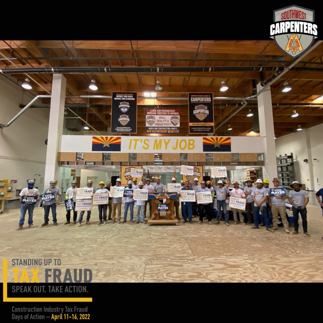 Southwest Carpenters endorses Kris Mayes for Attorney General Arizona. During her first 100 days, she is promising to create a task force devoted to going after tax and payroll fraud. Thank you <a href="/krismayes/">Kris Mayes</a>

#StopTaxFraud #TFDOA2022 #SouthwestCarpenters #StandingUpToTaxFraud