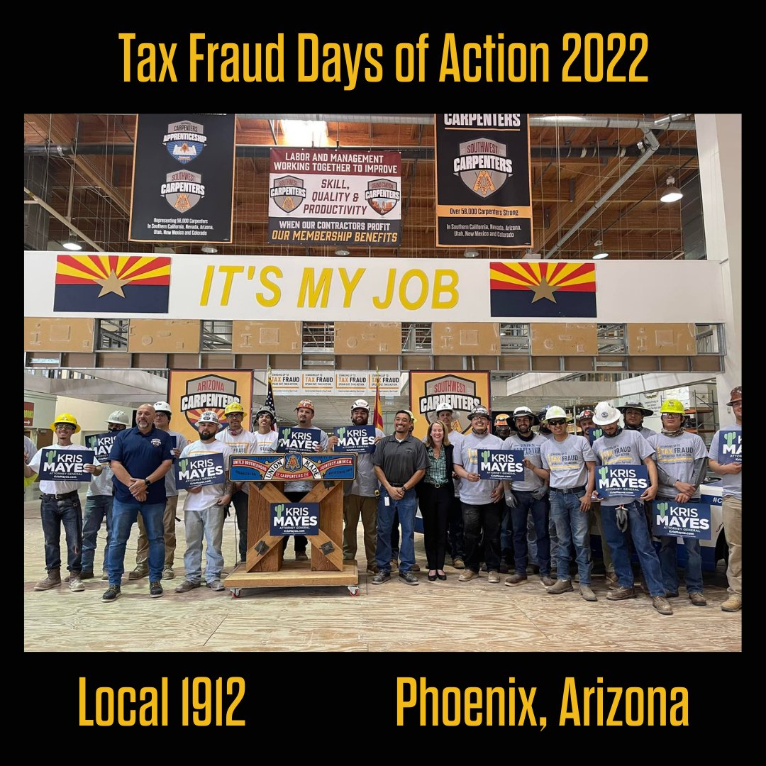 WSCarpenters's tweet image. Southwest Carpenters endorses Kris Mayes for Attorney General Arizona. During her first 100 days, she is promising to create a task force devoted to going after tax and payroll fraud. Thank you @krismayes

#StopTaxFraud #TFDOA2022 #SouthwestCarpenters #StandingUpToTaxFraud