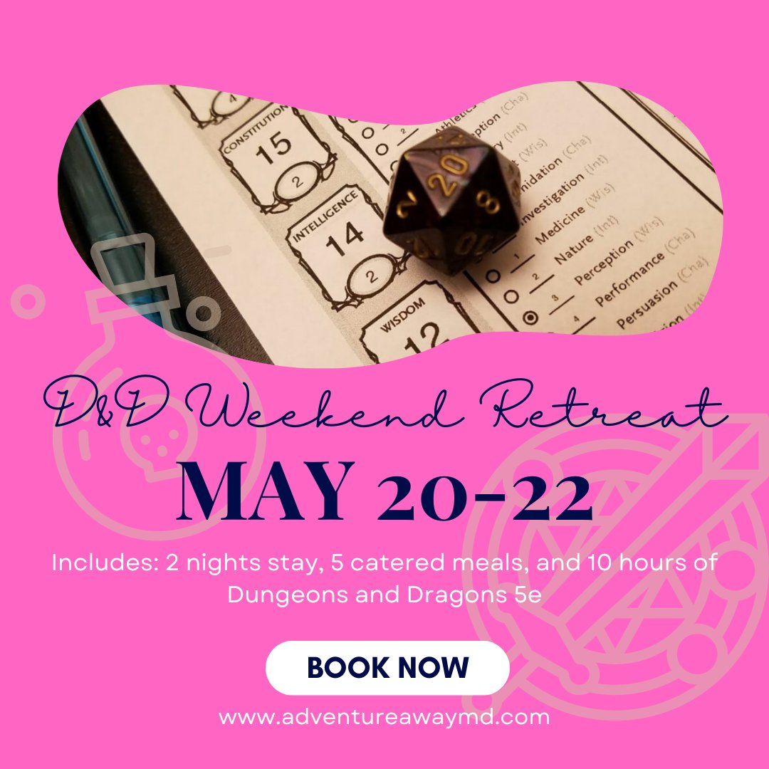 AdventureAwaymd's tweet photo. Need a gaming getaway?
#gaminggetaway #dndbnb #bedandbreakfast #tabletopretreat #nerdholiday #foodincluded #rollthedice #gaming #dungeonsanddragons https://t.co/dfSnYHGkIt