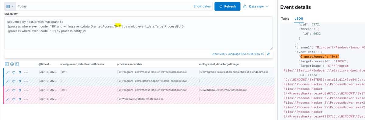 SBousseaden's tweet photo. a ProcessAccess GrantedAccess value (0x1/PROCESS_TERMINATE ) you may want to add to your sysmon config to detect suspicious process termination of "security/sensitive" processes (correlate sysmon 10 with 5)

https://t.co/9zeqE7dRwL https://t.co/L94gtLRzdC