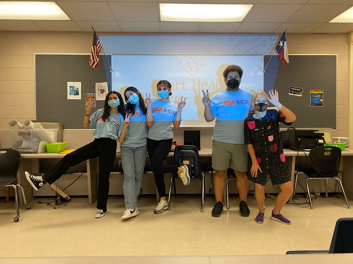 UTSA_IHDR's tweet photo. IHDR interns and student volunteers had a great time presenting about heart health at our local SAISD middle school Health Club meeting this morning! We discussed heart disease, disease prevention and addressed factors that contribute to heart health disparities. https://t.co/1hKrFEKMaA