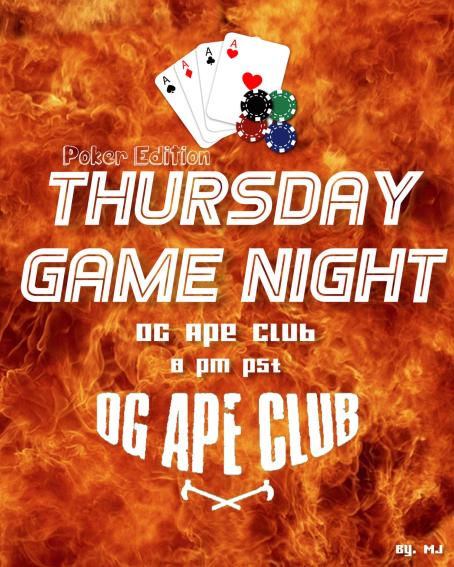 OG_Ape_Club's tweet photo. OG Ape Club Poker night! 8pm PST Join our discord &amp; have fun! https://t.co/K9RbmOVBiO https://t.co/uyQy9akmz9
