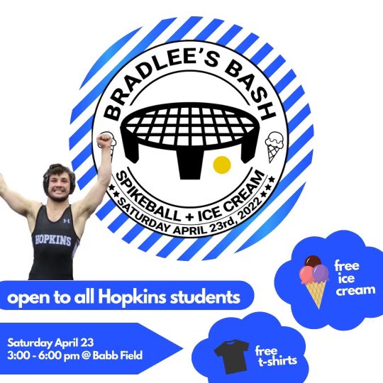 H_Nation's tweet photo. JHU Students come join Hopkins Wrestling as we
celebrate and grow Bradlee LaMontagne's legacy!
Spikeball, ice cream and shirt giveaways. Register
your team now at https://t.co/hs1YkxUuPT https://t.co/dlM6nJldju
