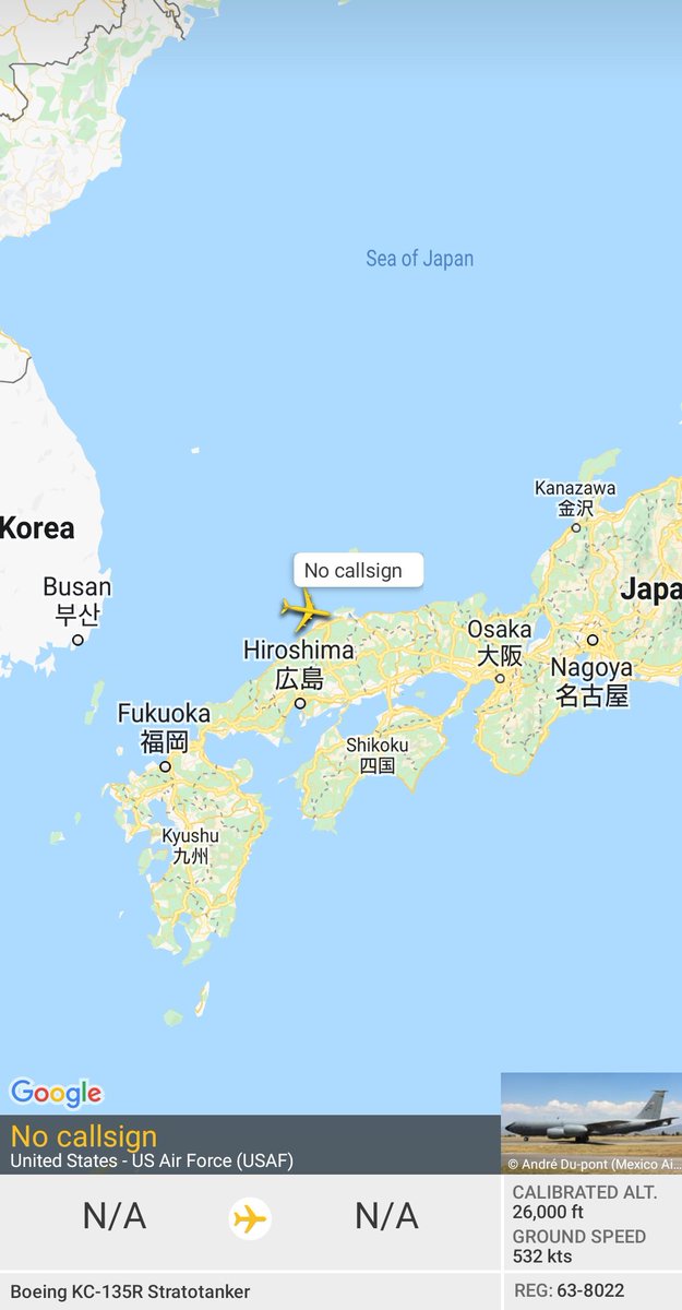FMilcoms's tweet photo. #BORA01 #AE0162 off the western coast of Japan.
#BORA21 #AE0506 heading NE.
#CW497 https://t.co/GnIZJRkPbZ